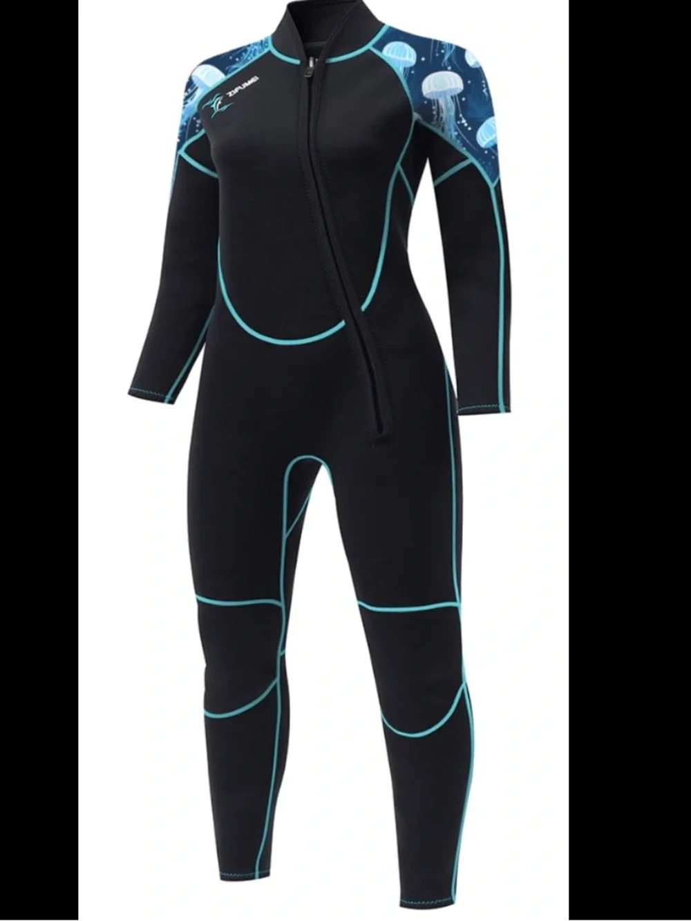 ZIFUMEI women3mm neoprene full-body wetsuit ft a jellyfish print on shoulders